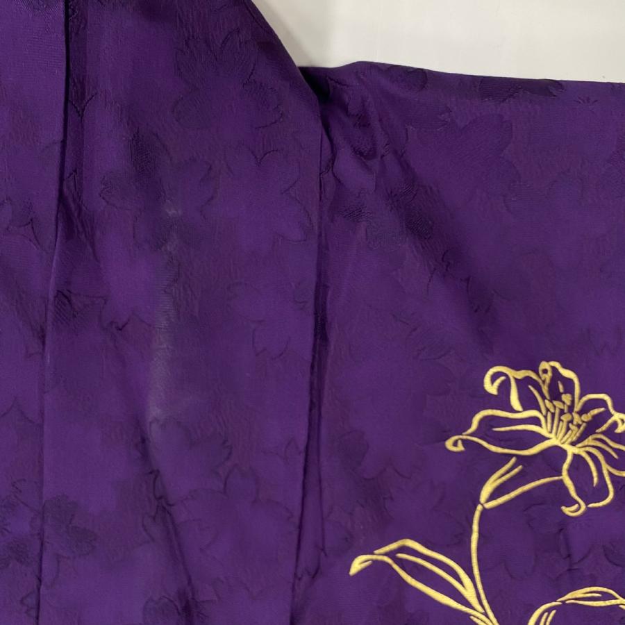 振袖 身丈168.5cm 裄丈69cm L 袷 菊 藤 刺繍 金彩 紫 正絹 名品 振袖 身丈168.5cm 裄丈69cm L 袷 菊 藤 刺繍 金彩 紫 正絹 名品