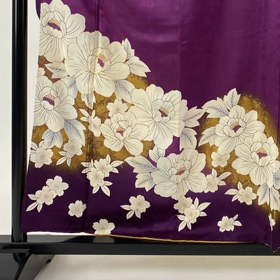振袖 身丈158.5cm 裄丈64.5cm M 袷 袋帯フルセット 牡丹 桜 金糸 振袖 身丈158.5cm 裄丈64.5cm M 袷 袋帯フルセット 牡丹 桜 金糸