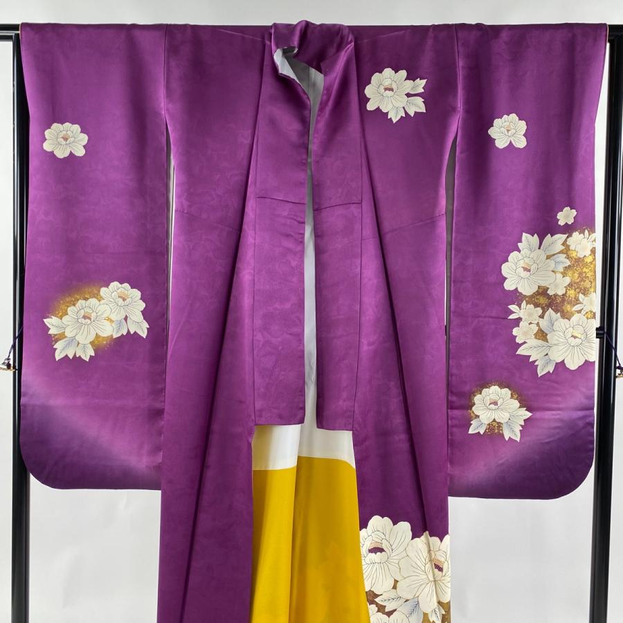 振袖 身丈158.5cm 裄丈64.5cm M 袷 袋帯フルセット 牡丹 桜 金糸 振袖 身丈158.5cm 裄丈64.5cm M 袷 袋帯フルセット 牡丹 桜 金糸