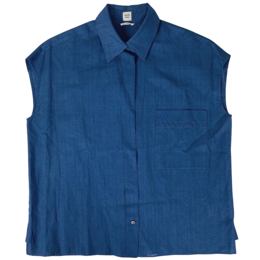 HERMES（エルメス） ロゴ ノースリーブ ブラウス サイドスリット