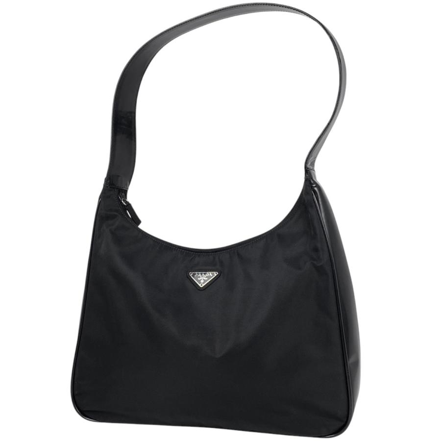 【美品・正規品】PRADA プラダ ナイロンジレ／50サイズ・ロゴプレート付き PRADA プラダ ナイロン ロゴプレート ショルダーバッグ ブラック