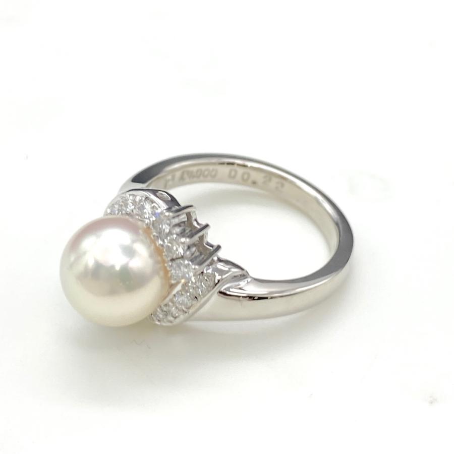 Pt900 プラチナ パール デザインリング 指輪 レトロ POLA ポーラ パール デザインリング プラチナ 指輪 メレダイヤ
