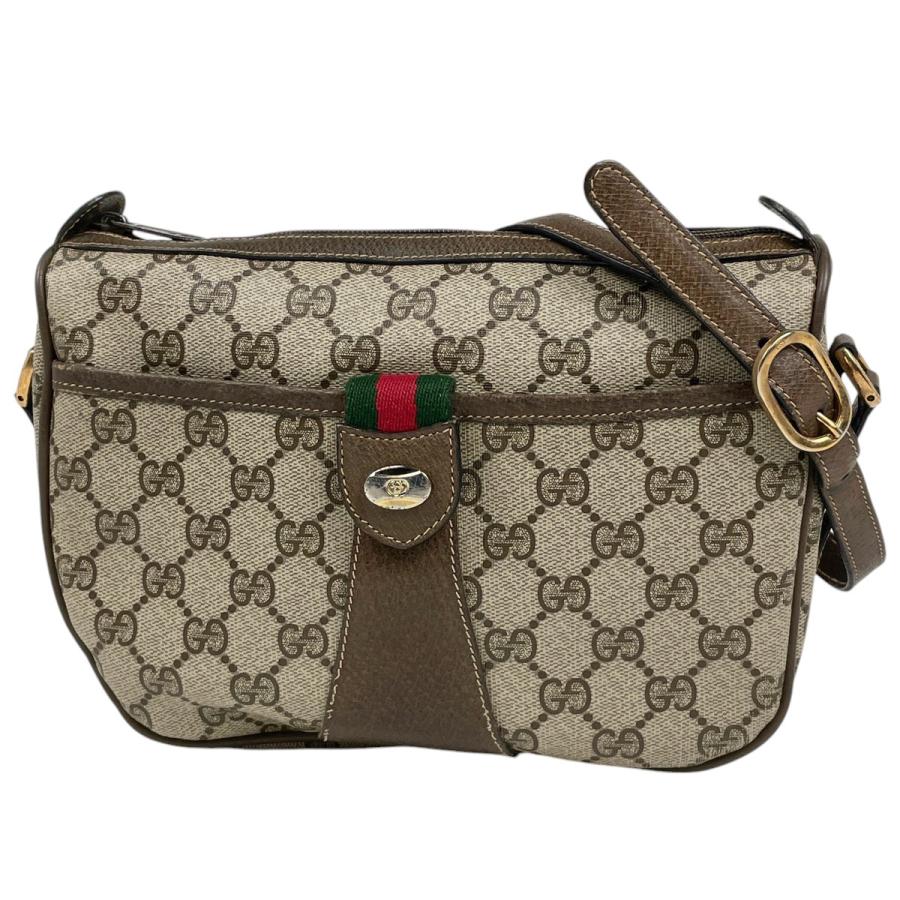 GUCCI 【ジャンク品】グッチ GG柄 シェリーライン ウェブ オールドグッチ 1402032 ショルダーバッグ コーティングキャンバス ...