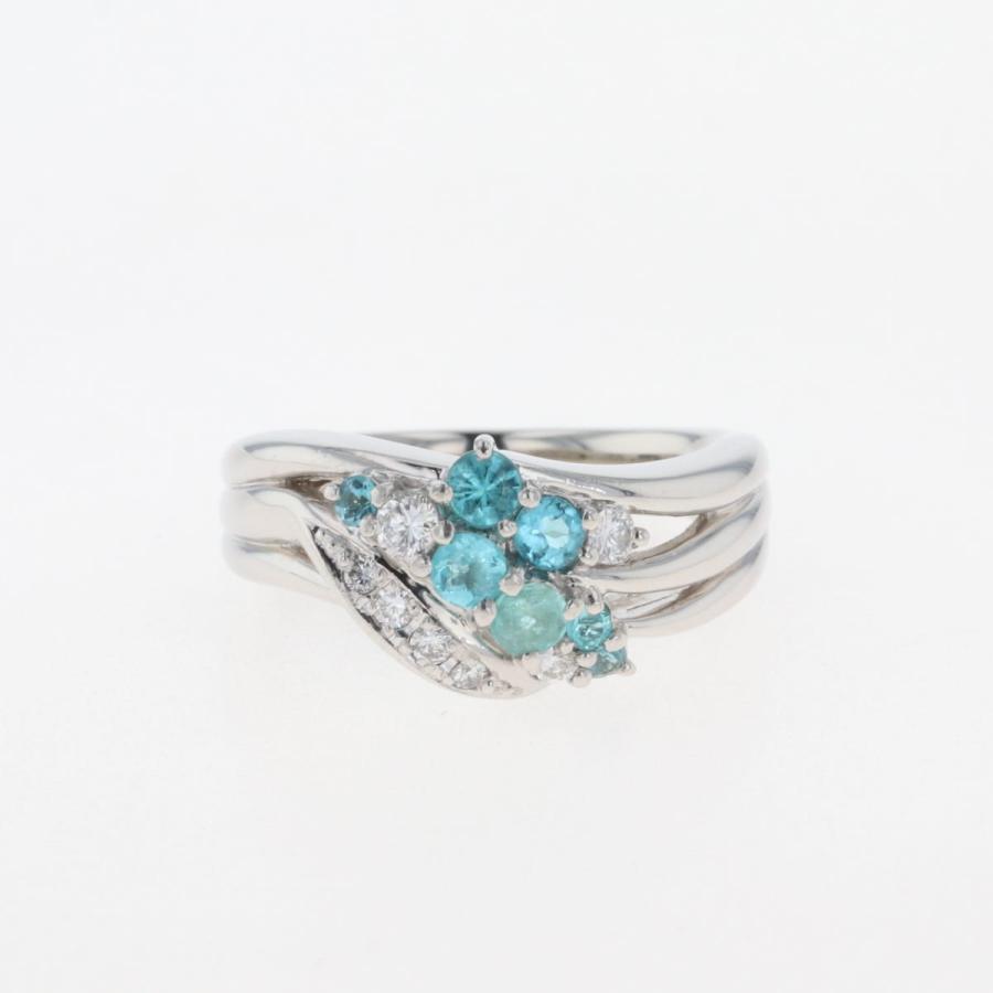 トルマリン デザインリング プラチナ 指輪 メレダイヤ リング 10号  