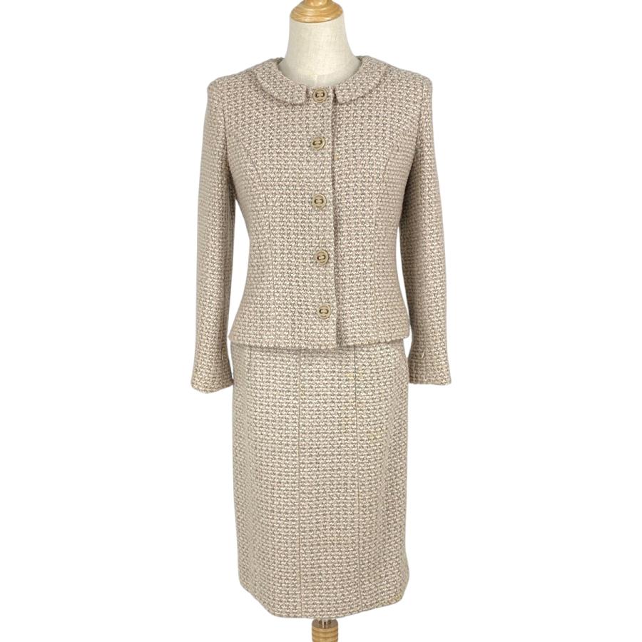 CHANEL ツイード ひざ丈スカート　38 CHANEL（シャネル） 金ボタン ツイード ひざ丈 スカート 38 黒