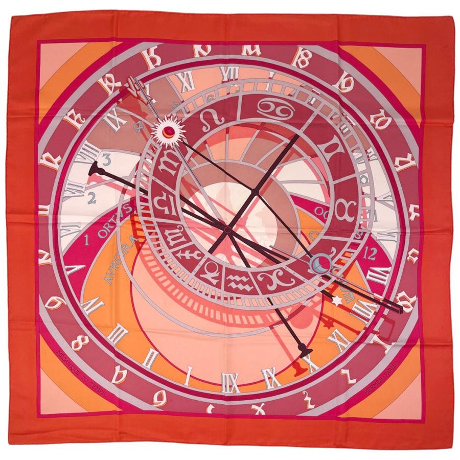 HERMES エルメス カレ90 MECANIQUE DU TEMPS 時の仕掛け スカーフ  