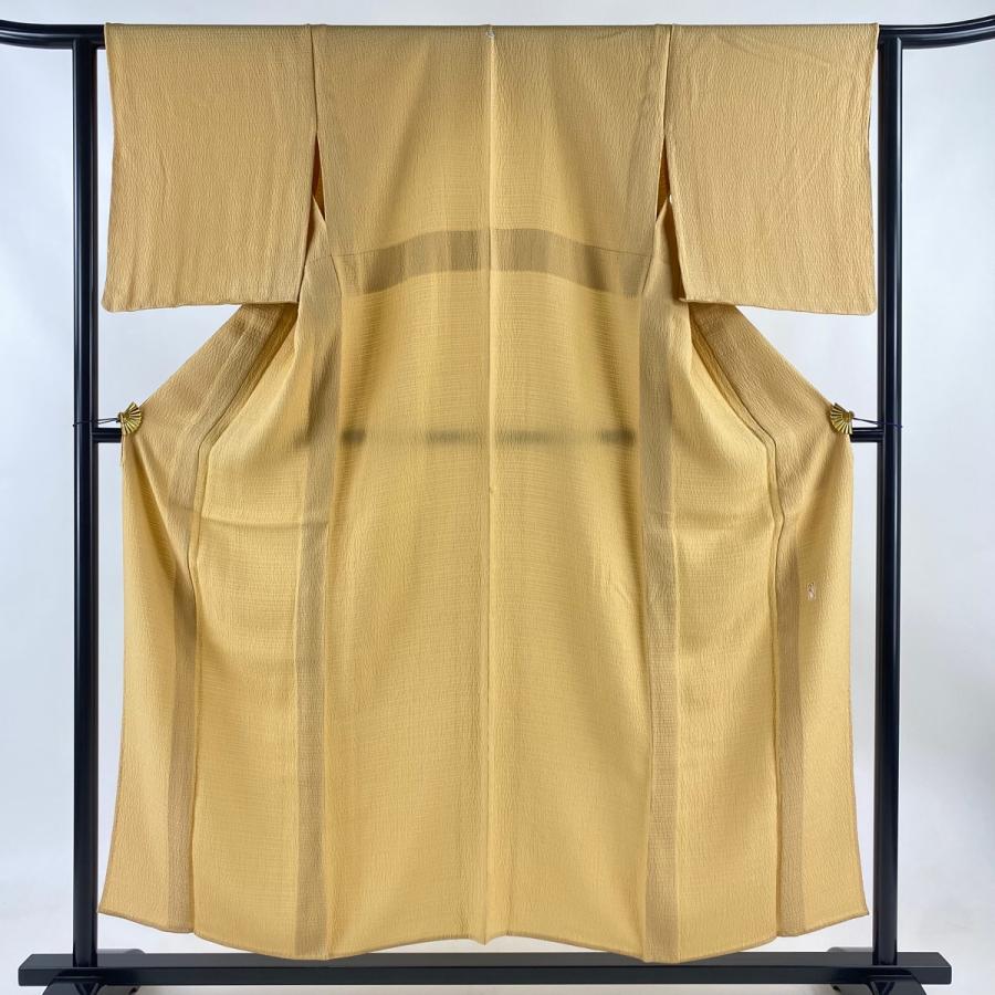 色無地 身丈154cm 裄丈62.5cm S 単衣 押田正義 落款あり 地紋 薄  