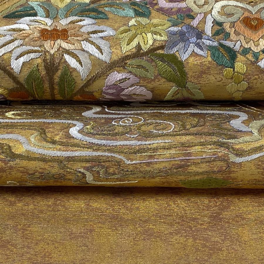 笹の葉模様　細やかな輝き　正絹六通高級袋帯 楽天市場】平和屋着物◎六通柄袋帯 立波笹花文 金銀糸 正絹 逸品