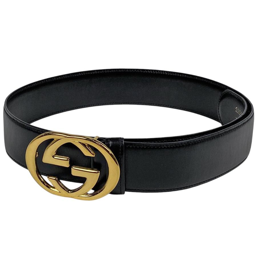グッチ ヴィンテージ GGロゴ バックル ベルト 30MM 75 メタル レザー  