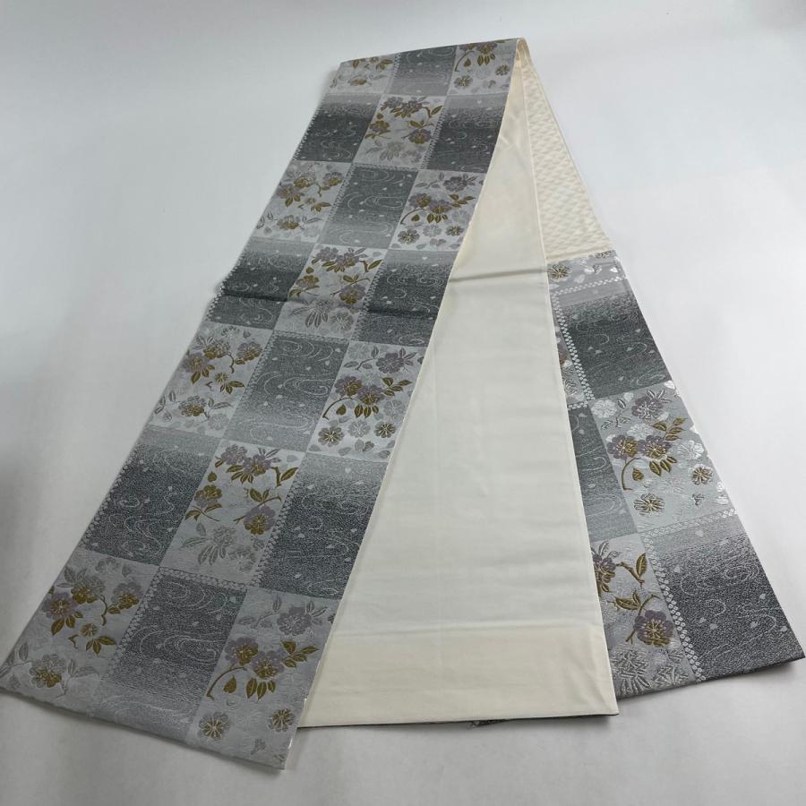 袋帯 【超美品】 リバーシブル 六通 青 紫 桜 正絹 楽天市場】紫