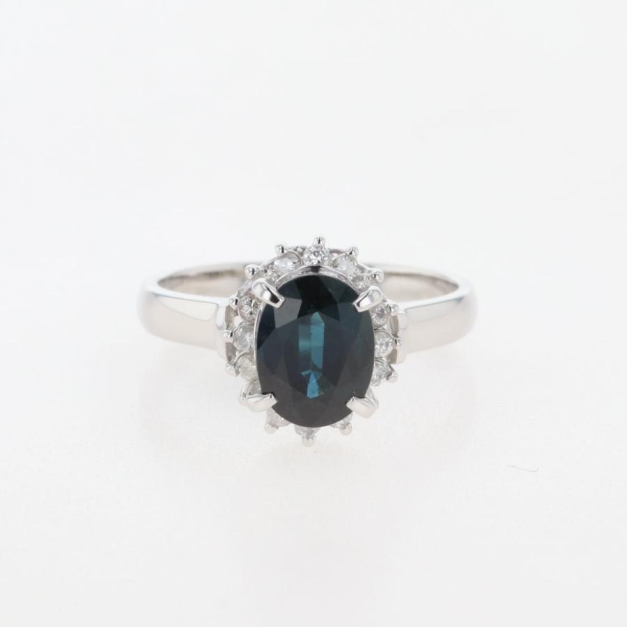 サファイア デザインリング プラチナ 指輪 メレダイヤ リング 10.5号  