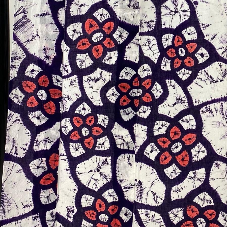 浴衣 身丈150cm 裄丈61cm S 絞り浴衣 花 紫 綿 名品 中古 : リユース  