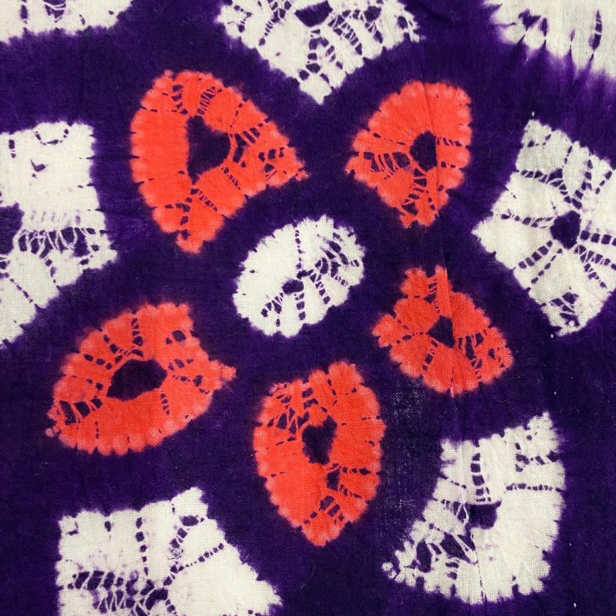 浴衣 身丈150cm 裄丈61cm S 絞り浴衣 花 紫 綿 名品 中古 : リユース  