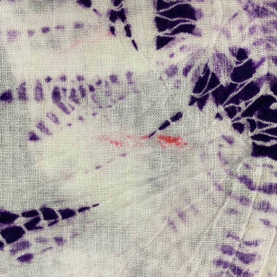 浴衣 身丈150cm 裄丈61cm S 絞り浴衣 花 紫 綿 名品 中古 : リユース  