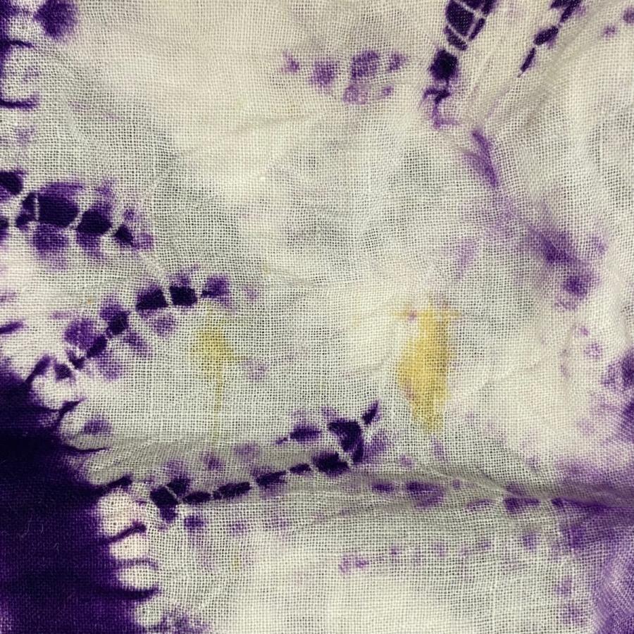 浴衣 身丈150cm 裄丈61cm S 絞り浴衣 花 紫 綿 名品 中古 : リユース  