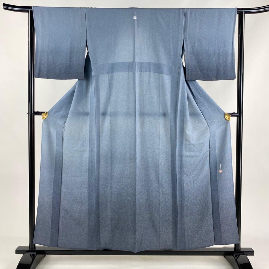 付下げ 身丈155.5cm 裄丈63.5cm S 単衣 落款あり 江戸小紋柄 鮫 青灰色  