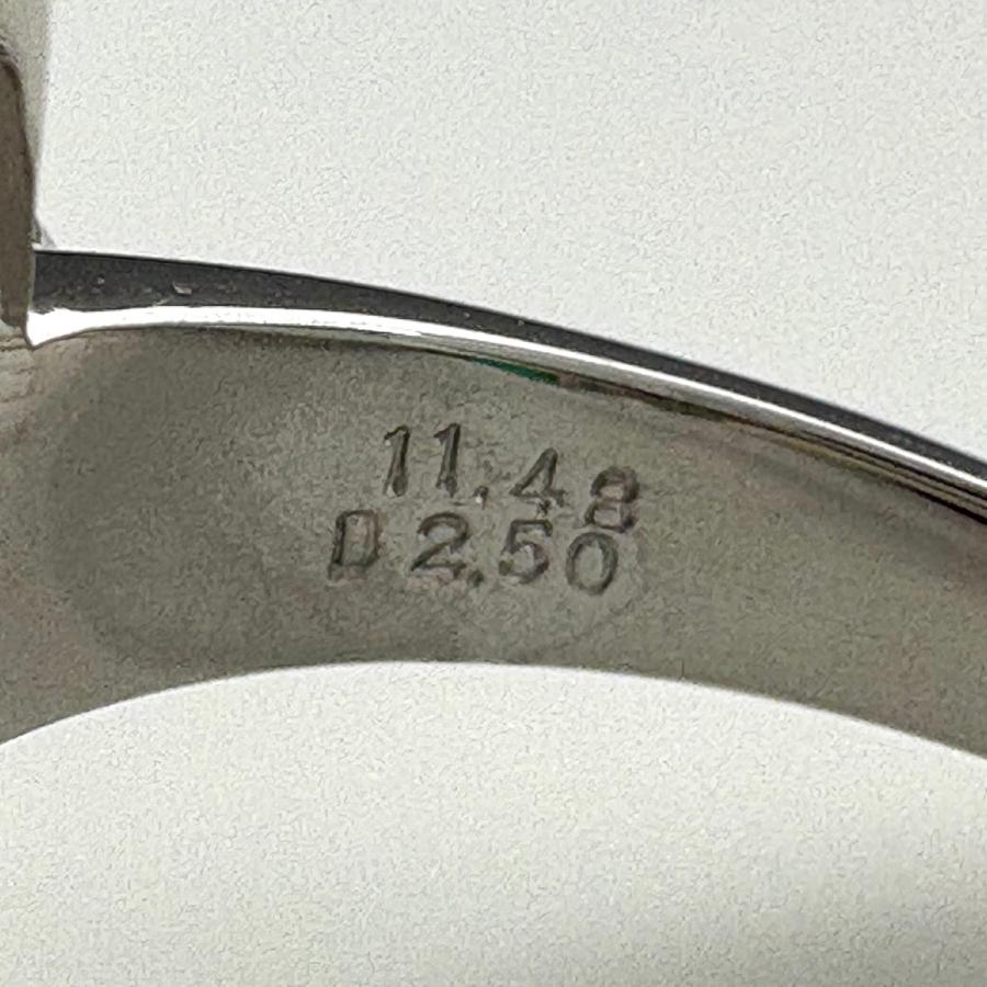 エメラルド デザインリング プラチナ 指輪 メレダイヤ リング 17号 Pt900 エメラルド ダイヤモンド レディース 中古_4