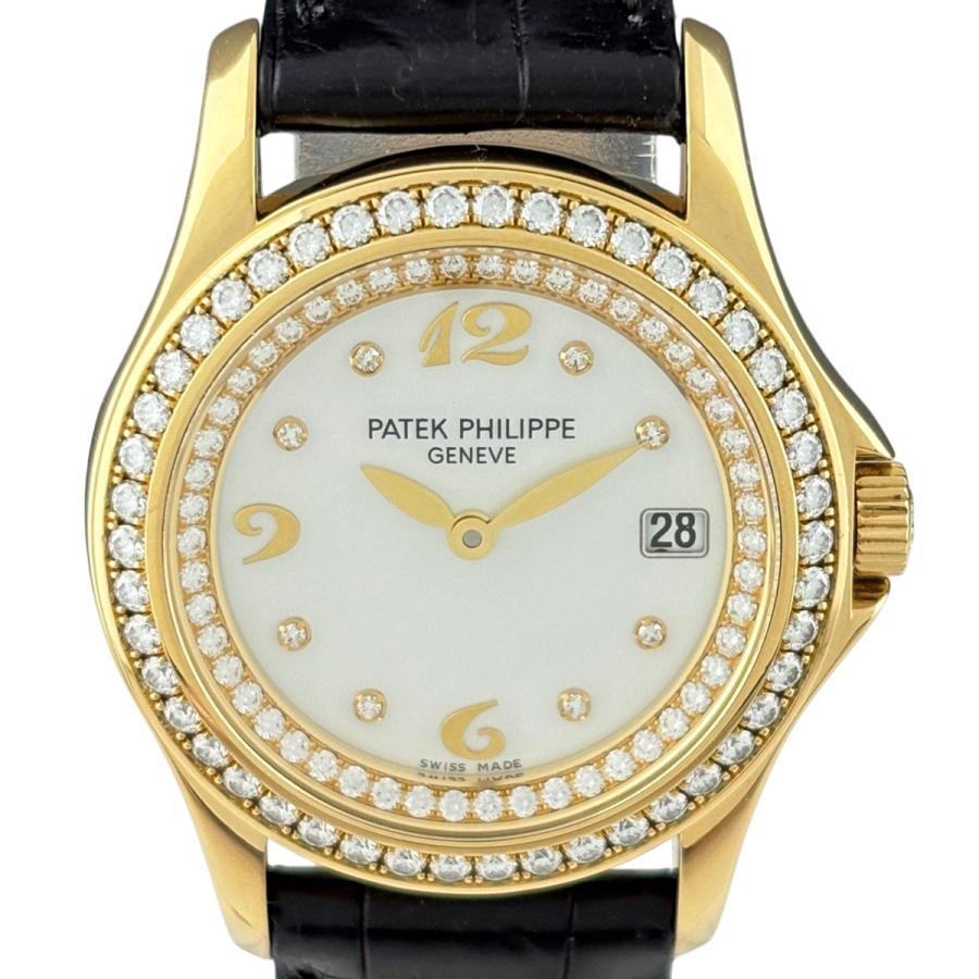 パテック フィリップ カラトラバ ウォッチ 34mm ダイヤベゼル オートマチック Calatrava 7200/200R-001 箱 保証書 K18PG/革 レディース時計 シルバー 仕上げ済 美品 【中古】 8230184720018.jpg