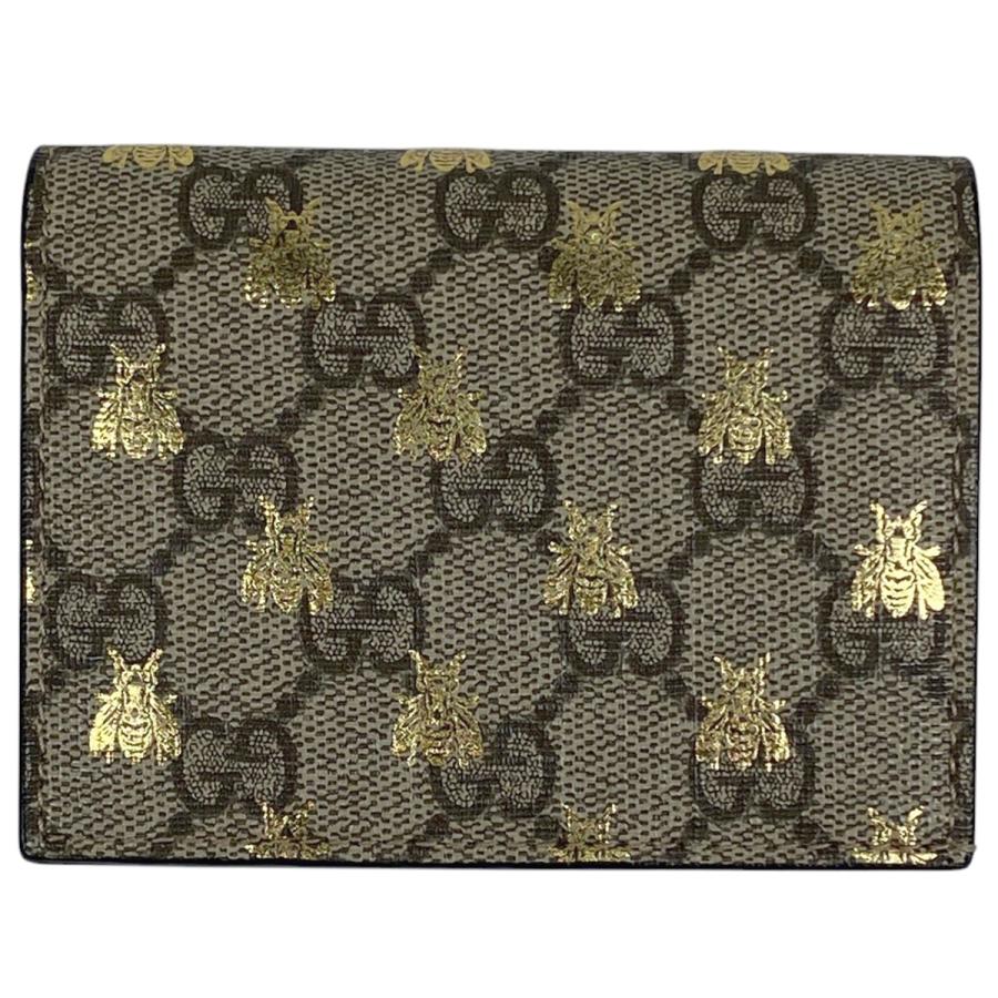 GUCCI グッチ GG柄 二つ折り 財布 GGスプリーム ビー 蜂プリント 二 