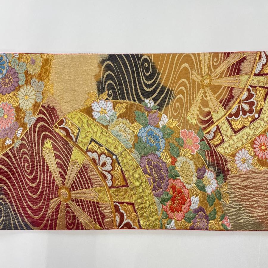 【美品】袋帯 六通 宝相華 光沢キラキラ 平和屋着物◎六通柄袋帯 宝相華花唐草文 金銀糸