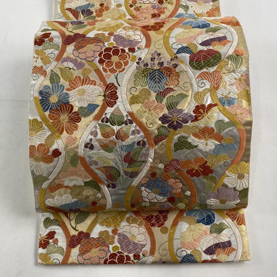 袋帯　未着用　唐織　菊花　桐の花　立涌　金糸　着物　063a p 袋帯 未着用 唐織 菊花 桐の花 立涌 金糸 着物 063a p - メルカリ