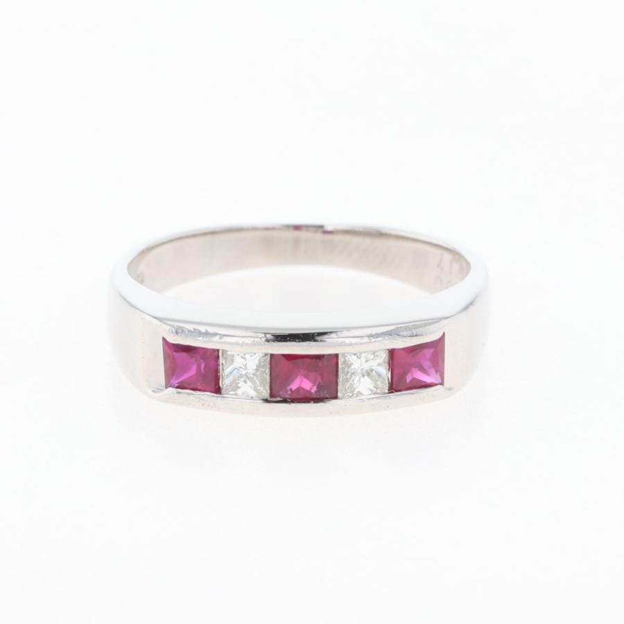 ルビー デザインリング プラチナ 指輪 メレダイヤ リング 11号 Pt900  