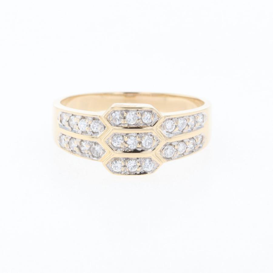 メレダイヤ デザインリング YG イエローゴールド 指輪 リング 14号 K18  