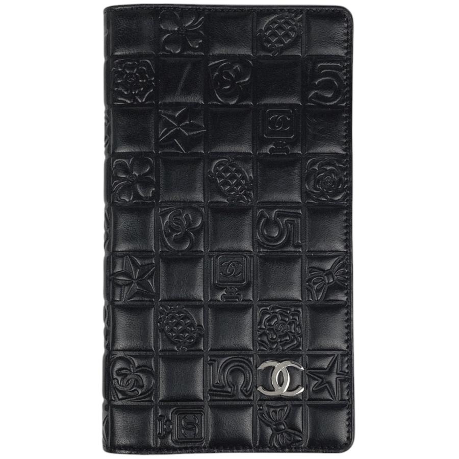 CHANEL　アイコンライン　ブラック 　二つ折り財布　財布 　長財布 CHANEL シャネル 二つ折り アイコンライン 長財布 ブラック レディース