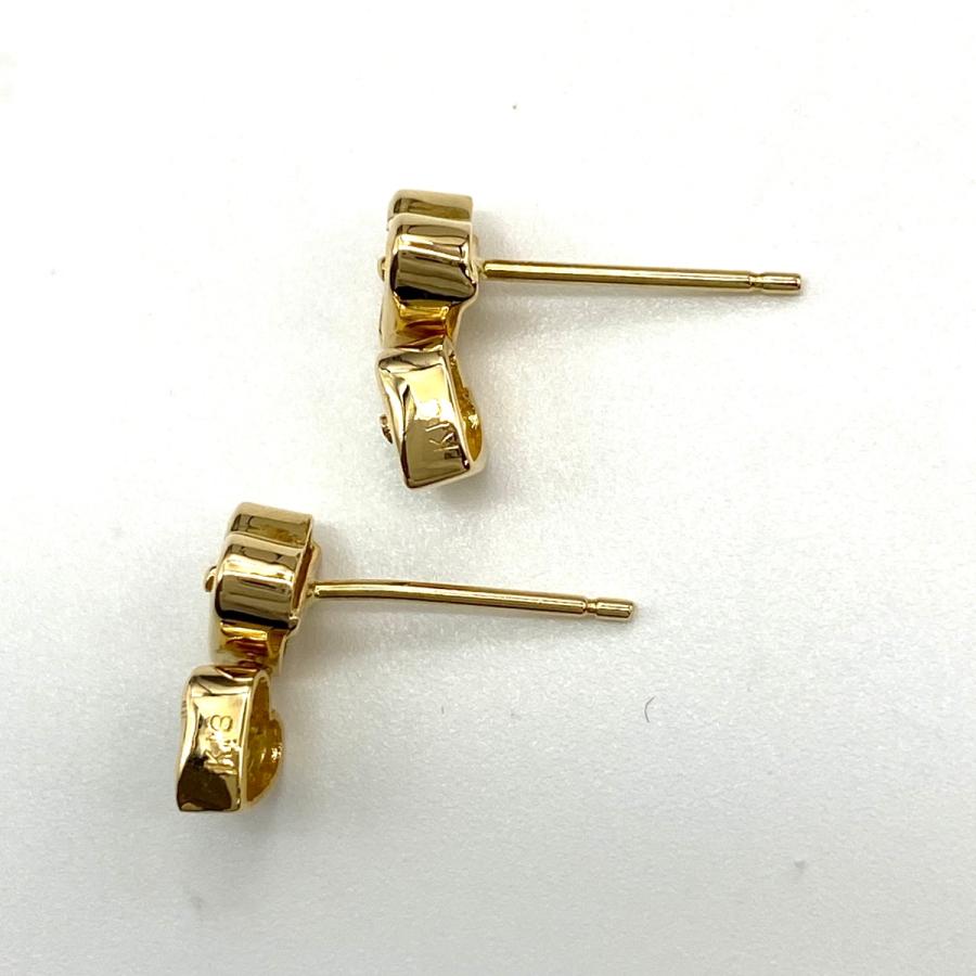 ハートモチーフ デザインピアス YG イエローゴールド エメラルド 