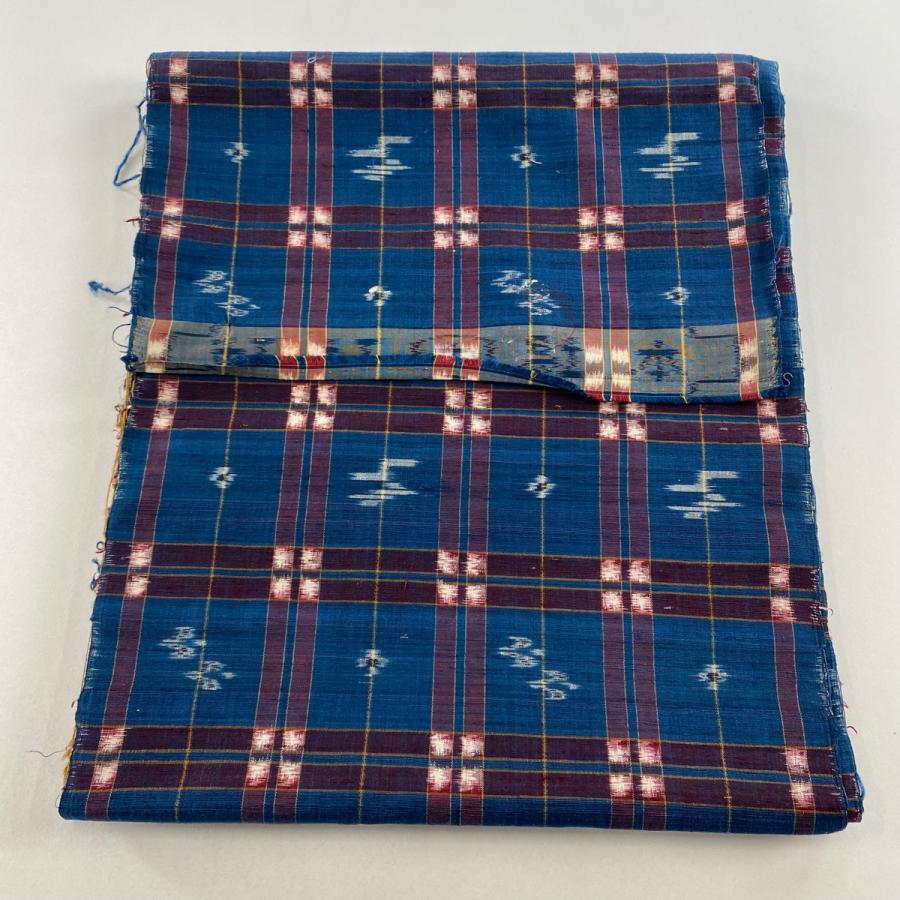反物 逸品 紬 本場琉球 格子 燕 青緑 正絹 中古 : リユースセレクト  