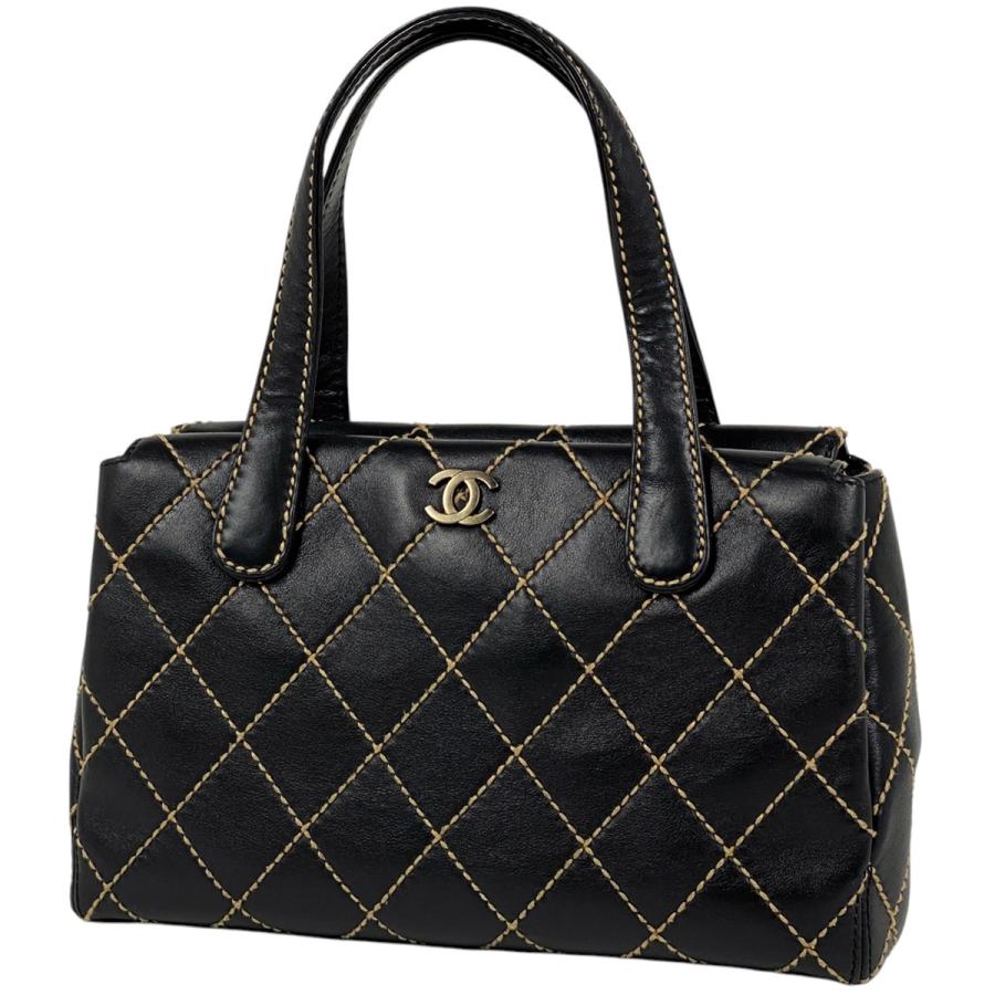 【美品・レアモデル】シャネル　マトラッセ トートバッグ　ハンド　レザー　黒 カードあり正規品】CHANEL シャネル マトラッセ ハンド バッグ ブラック