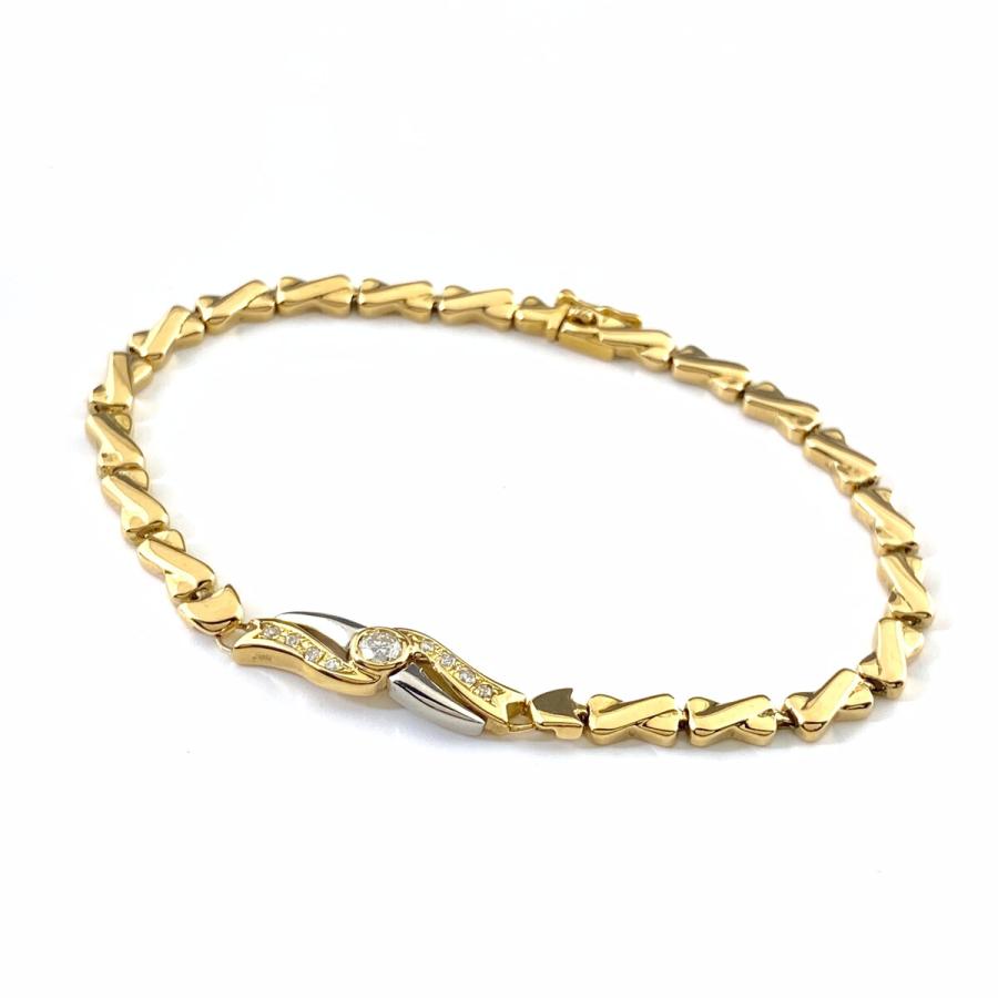 ダイヤモンド　pt850 K18 ブレスレット ダイヤモンド デザインブレスレット YG イエローゴールド プラチナ