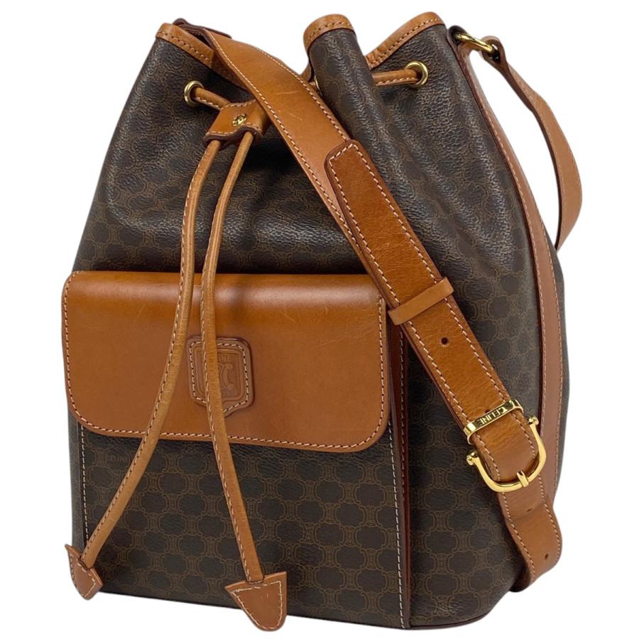 CELINE セリーヌ マカダム柄 ショルダーバッグ 巾着型 コーティング 