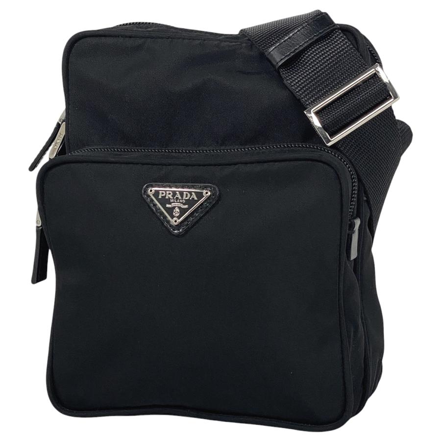 PRADA　プラダ　ナイロン　メッセンジャーバック　ロゴプレート　ブラック PRADA（プラダ） ロゴプレート ショルダーバッグ ナイロン ネロ