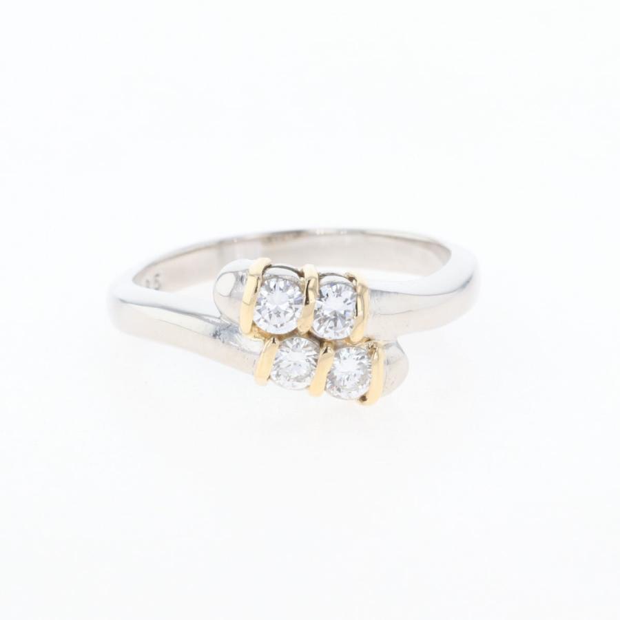 メレダイヤ デザインリング プラチナ YG イエローゴールド 指輪 リング  