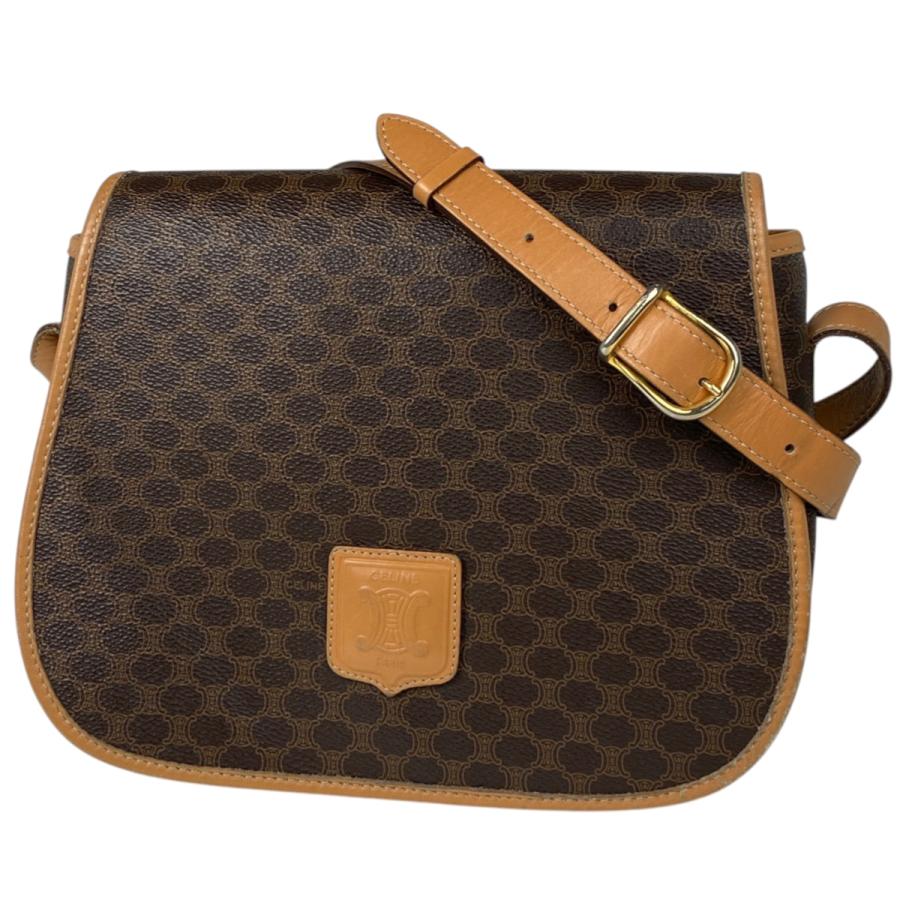⭐CELINE⭐　美品　セリーヌ　ショルダーバッグ　マカダム柄　ブラウン CELINE（セリーヌ） マカダム柄 ショルダーバッグ コーティング