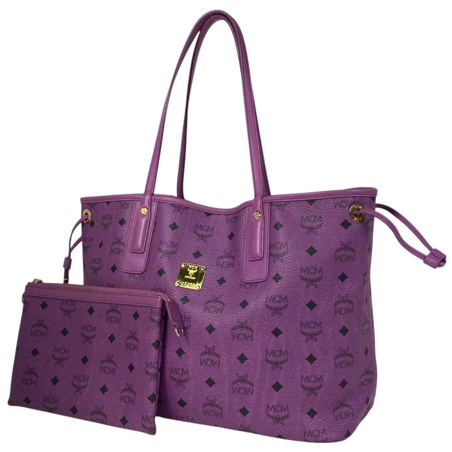 美品✨MCM トートバッグ リバーシブル ヴィセトス パープル 豹柄