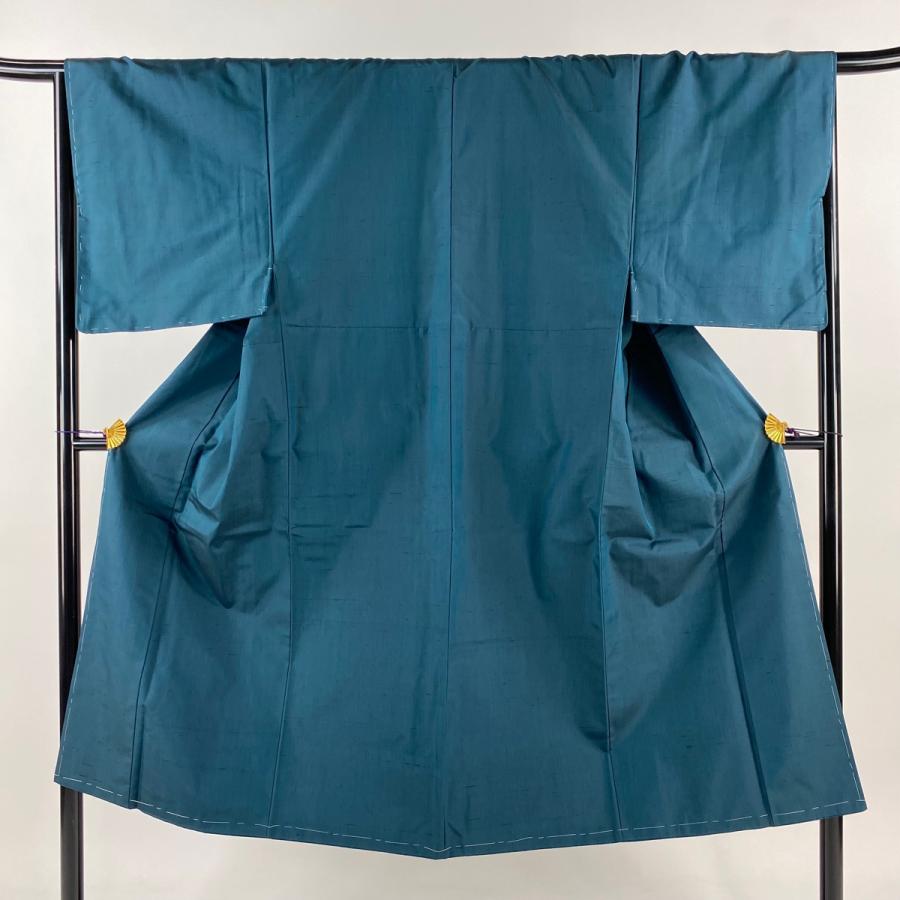 男着物 身丈138cm 裄丈67cm S 袷 アンサンブル 置賜紬 深緑 正絹