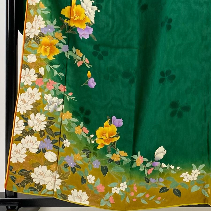 振袖 身丈156cm 裄丈66cm M 袷 やまと 草花 熨斗 刺繍 ラメ 黒