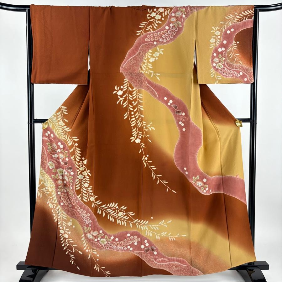 訪問着 身丈161cm 裄丈65cm M 袷 滝泰 落款あり 辻が花柄 小花 金彩