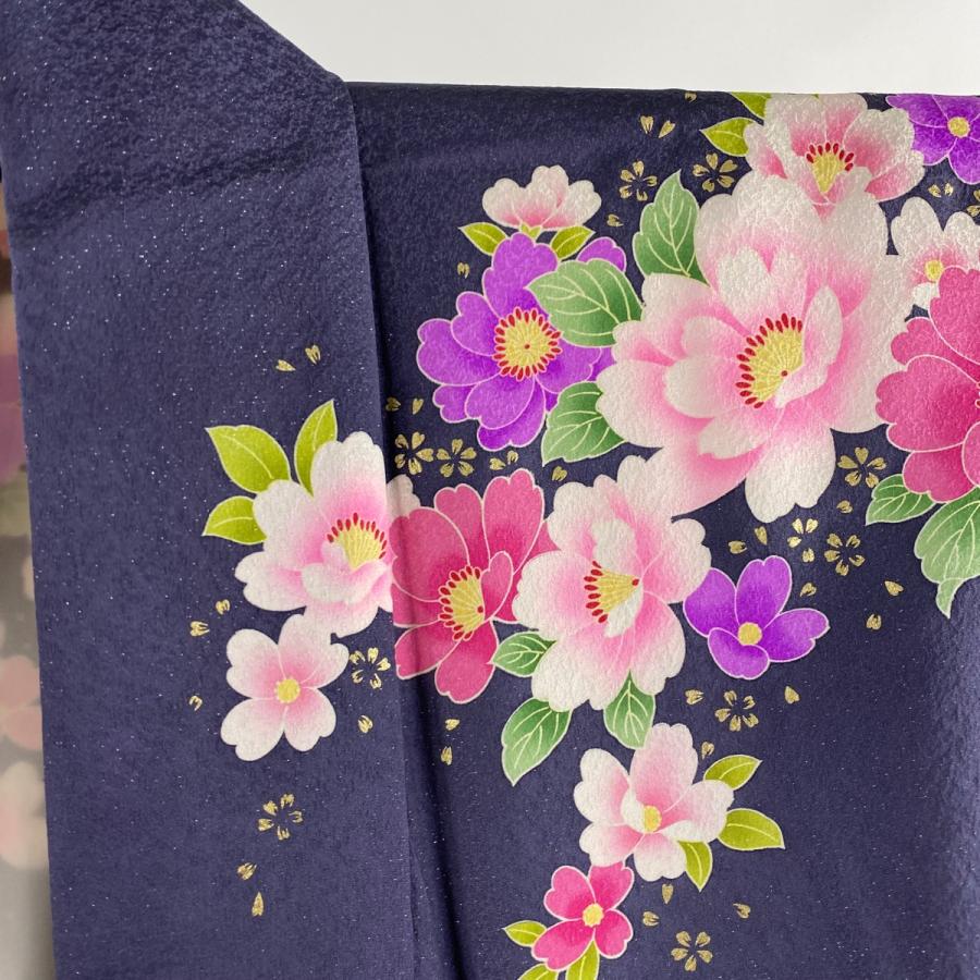 振袖 身丈163.5cm 裄丈70.5cm L 袷 牡丹 草花 銀通し ぼかし