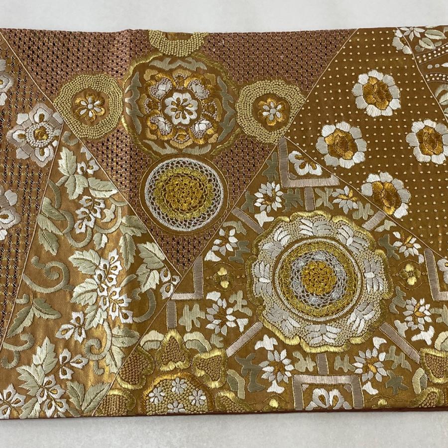 蘇州刺繍 相良刺繍 袋帯 唐花文様 金糸 銀糸 正絹 六通 【公式通販】