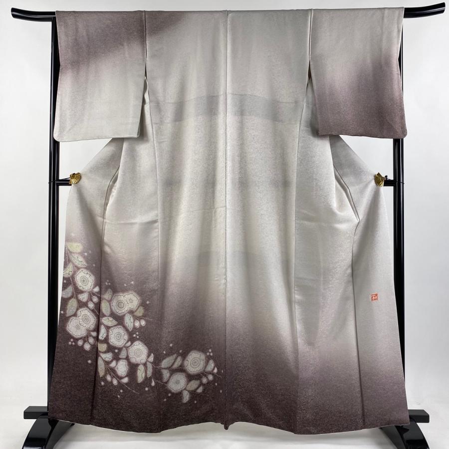 訪問着 身丈161.5cm 裄丈67cm M 袷 二代目 久保田一竹 落款あり 辻が花