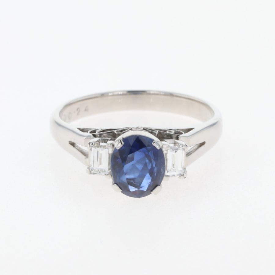サファイア デザインリング プラチナ 指輪 メレダイヤ リング 11号  