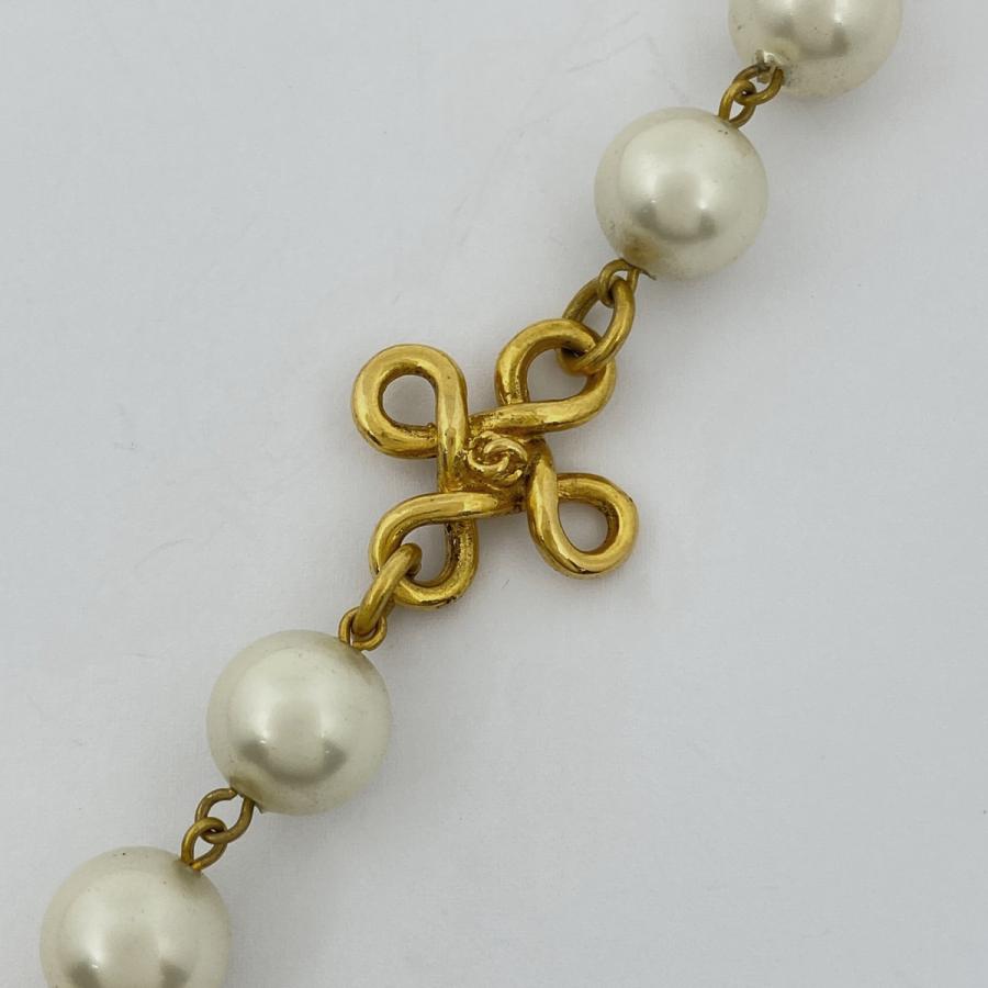 【希少】シャネル フェイクパールネックレス ロング　ゴールド ココマーク 刻印 CHANEL シャネル ココマーク フェイクパール ネックレス ロング GP