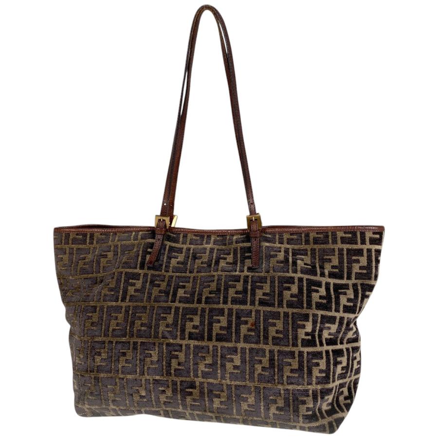 FENDI フェンディ ズッカ柄 トートバッグ ショルダーバッグ ベロア 