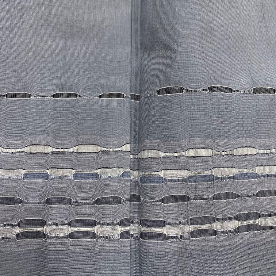 正絹　横段繋ぎ幾何学模様　袷　紬の付け下げ（身丈肩から163.5㎝） 正絹紬 黒地に葉影の付け下げ 単衣 | きじばとや