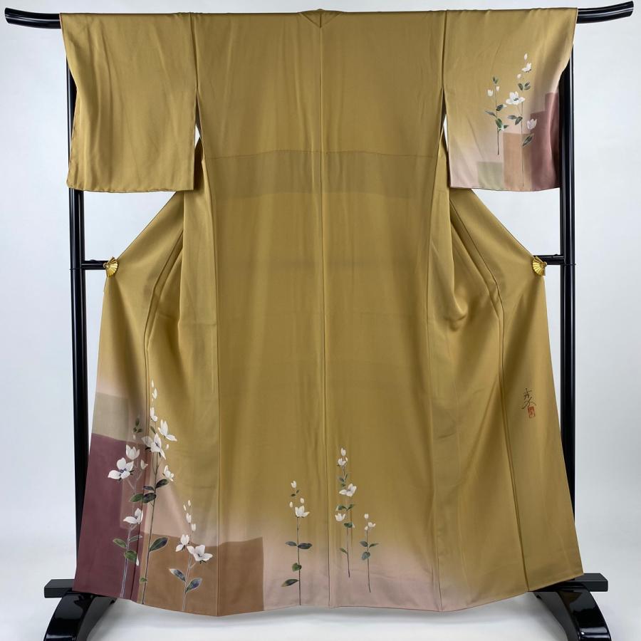 付下げ 身丈165.5cm 裄丈67.5cm 正絹 名品 【中古】 付下げ 身丈162.5cm 裄丈67.5cm L 袷 落款あり 草花 染め分け ぼかし