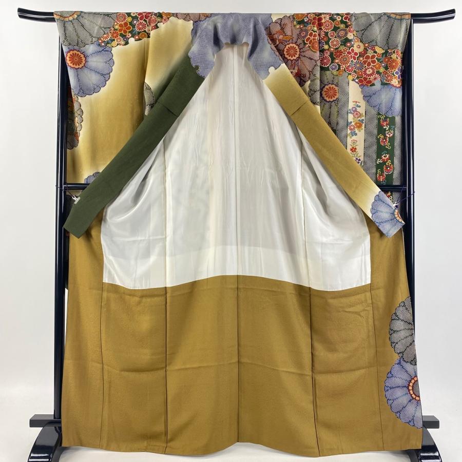 振袖 身丈167.5cm 裄丈68cm L 袷 袋帯フルセット 菊 鶴 金糸 刺繍