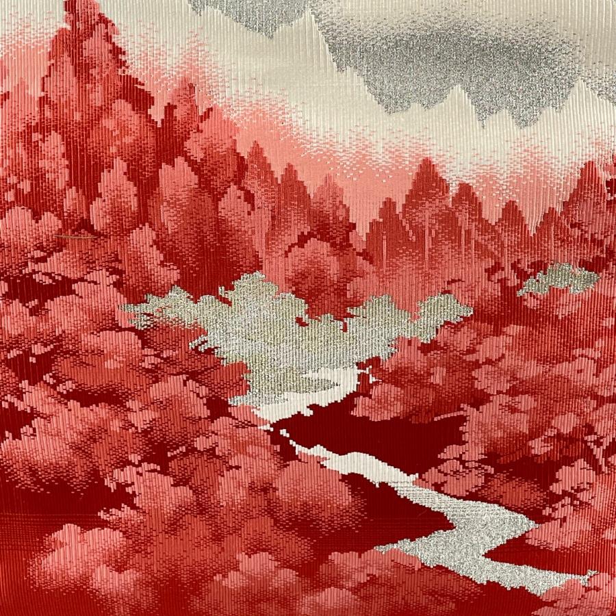 名古屋帯 美品 優品 草花 ピンク 正絹 【中古】 袋帯 美品 秀品